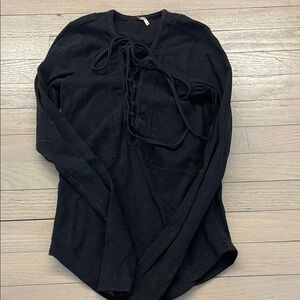 Free People Lace-Up Long Sleeve Tee
